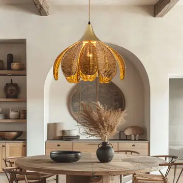 Kamala 1-Light Rattan Hemp Floral Pendant