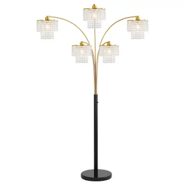Floor Lamp Modern Brio 80" 5-Light Gold Crystal Arc
