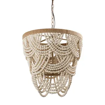 Lusteria 20" Wood Bead 4-Light Tiered Coastal Chandelier