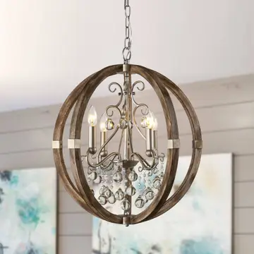 Lusteria Rustic Brown 4-Light Caged Pendant Light