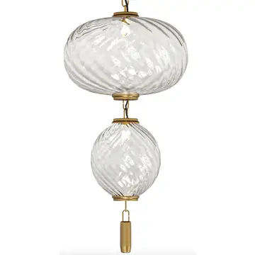 Pendant Light 16" Modern Led Brass 2-Tier Glass Globe