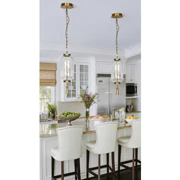Pendant Light 7.5" Modern Brass Led Glass Globe