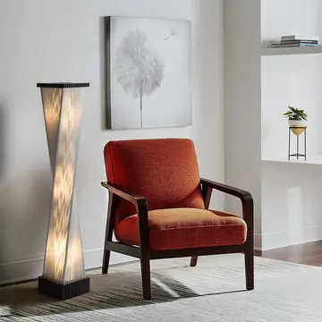Torque Accent Floor Lamp - Ebony Finish, Hand-Knotted Silver