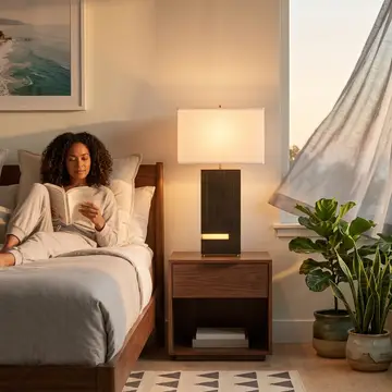 Zen Standing Table Lamp with Night Light - Expresso