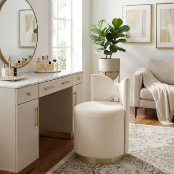 28x20" Drezna Cream Velvet Bow Stool