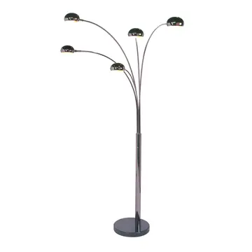 Arc Floor Lamp 85" Black Nickel Mushroom 5-Light Marble