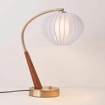 Boomerang Table Lamp, Modern Black Oak