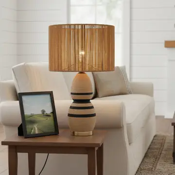 Brise 27 Rattan Table Lamp - Usb Touch Dimmer