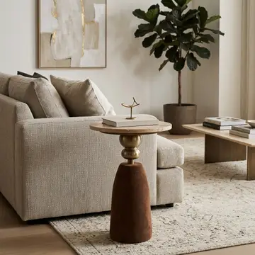 Digora Brown Leather Accent Table