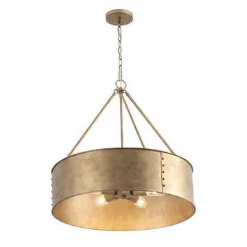 Farmhouse Chandelier 24" 5-Light Rustic Gold Metal Shade