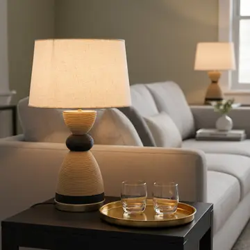 Flora 24 in. Rattan Lamp - Usb Touch Dimmer Linen Shade