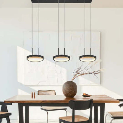 Three Head Satin Black Chandelier