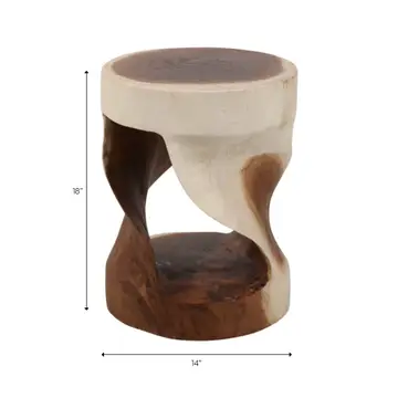 Hilsan Carved Wood Stool Accent Table