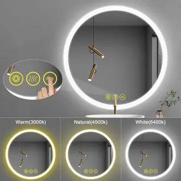 Led Bathroom Mirror Round Backlit Anti-Fog Dimmable 28