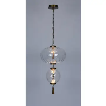 Pendant Light 16" Modern Led Brass 2-Tier Glass Globe