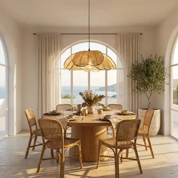 Rattan Flower Pendant Coastal Hanging Fixture Light