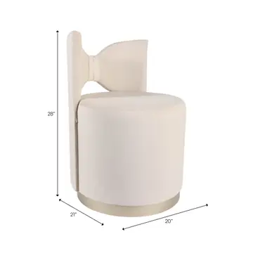 28x20" Drezna Cream Velvet Bow Stool