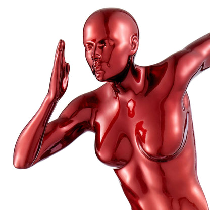 Metallic Red Wall Sculpture running 13" Woman