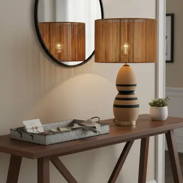 Brise 27 Rattan Table Lamp - Usb Touch Dimmer