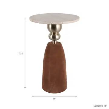 Digora Brown Leather Accent Table