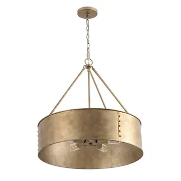Farmhouse Chandelier 24" 5-Light Rustic Gold Metal Shade