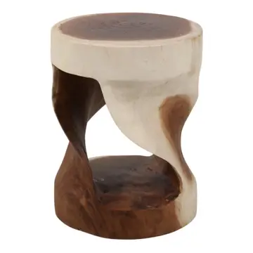 Hilsan Carved Wood Stool Accent Table