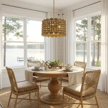 Riva Natural 4-Light Seagrass Scalloped Pendant