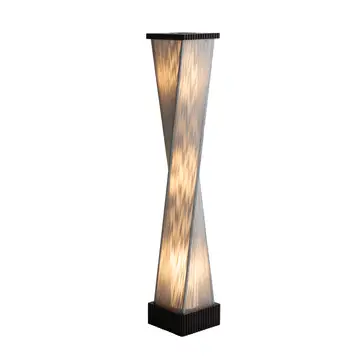 Torque Accent Floor Lamp - Ebony Finish, Hand-Knotted Silver