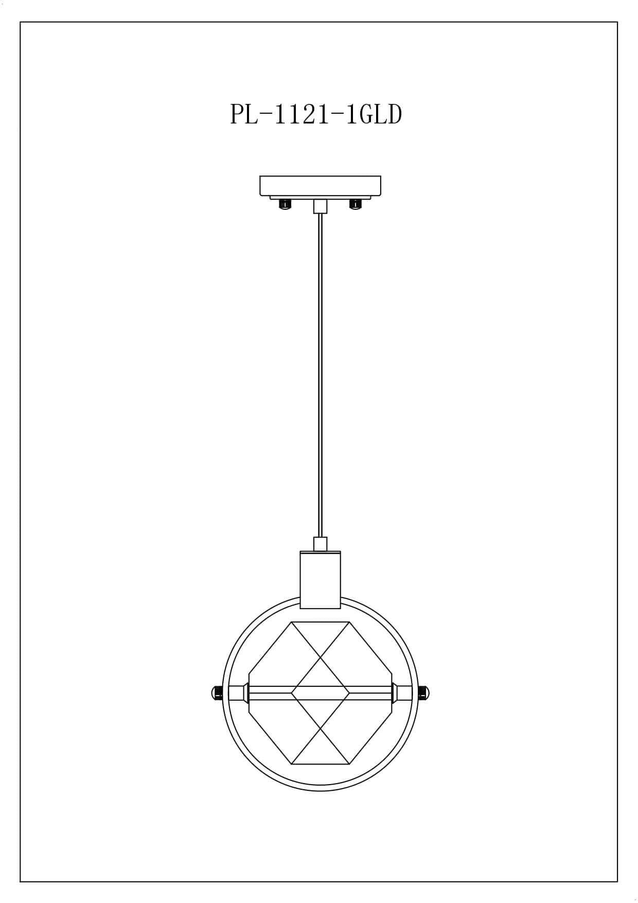 Hollywood Cube 1 Light Pendant // Gold
