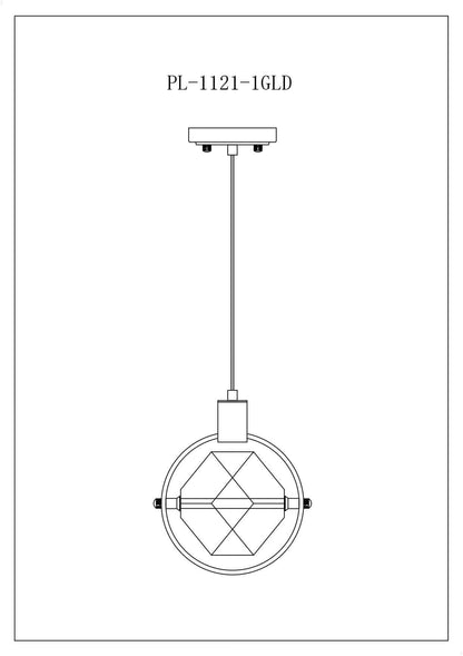 Hollywood Cube 1 Light Pendant // Gold