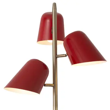 Culver Tree Lamp, Weathered Brass, Crimson Red Shades