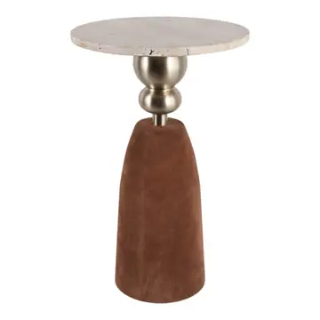 Digora Brown Leather Accent Table