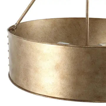 Farmhouse Chandelier 24" 5-Light Rustic Gold Metal Shade