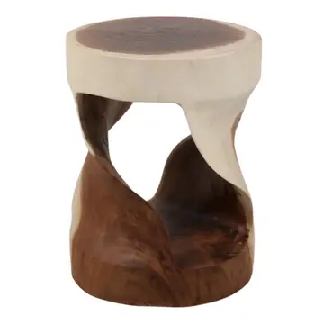 Hilsan Carved Wood Stool Accent Table