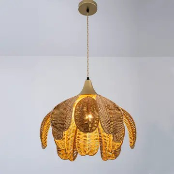 Kamala 1-Light Rattan Hemp Floral Pendant