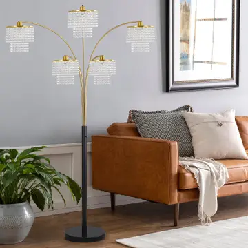 Floor Lamp Modern Brio 80" 5-Light Gold Crystal Arc