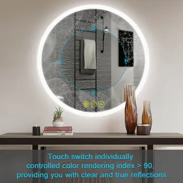 Led Bathroom Mirror Round Backlit Anti-Fog Dimmable 28