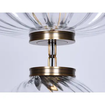 Pendant Light 16" Modern Led Brass 2-Tier Glass Globe