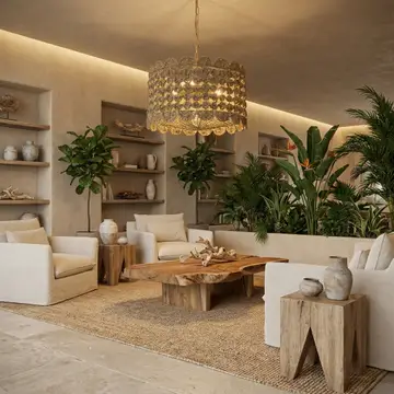 Riva Natural 4-Light Seagrass Scalloped Pendant