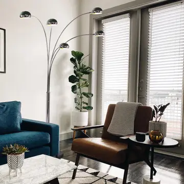 Arc Floor Lamp 85" Black Nickel Mushroom 5-Light Marble