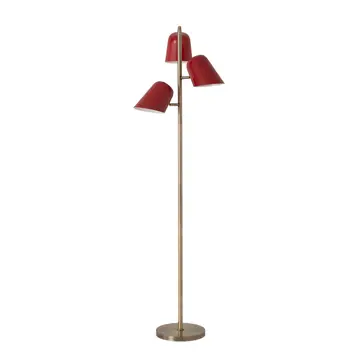 Culver Tree Lamp, Weathered Brass, Crimson Red Shades
