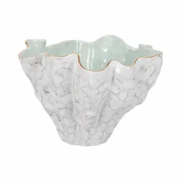 Decorative Bowl - Gray/Green Porcelain Modern Wavy, 16 in.