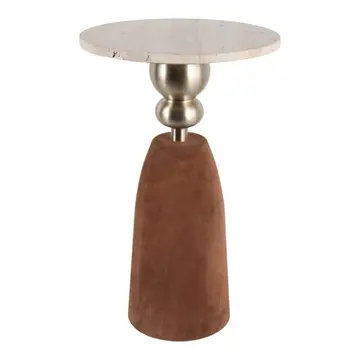 Digora Brown Leather Accent Table