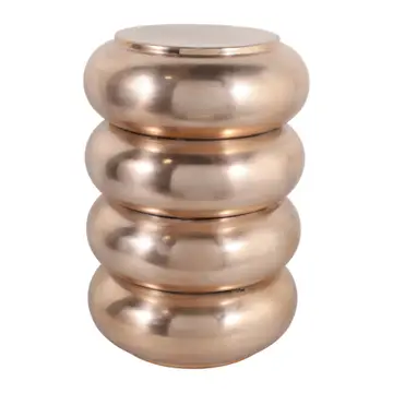 Side Table - Gold Metal Narrow Bold Rounded Drum, 20 in.