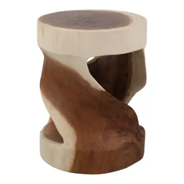 Hilsan Carved Wood Stool Accent Table