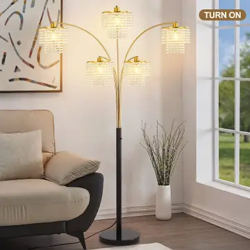 Floor Lamp Modern Brio 80" 5-Light Gold Crystal Arc