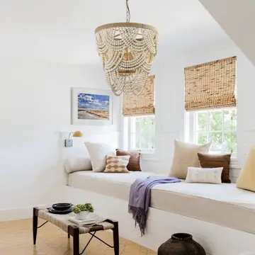 Lusteria 20" Wood Bead 4-Light Tiered Coastal Chandelier
