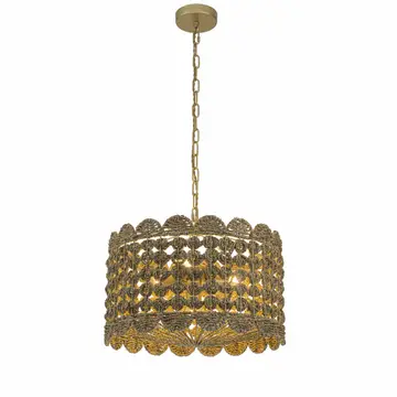 Riva Natural 4-Light Seagrass Scalloped Pendant