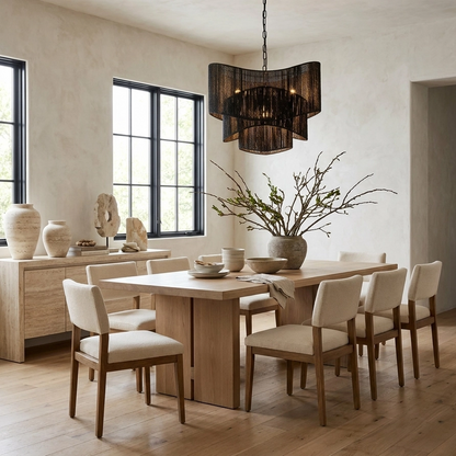 Sienna 3-Light Rattan Tiered Chandelier Matte Black