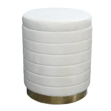 Stool - Cream Velvet Upholstery Backless with Storage, 19 in